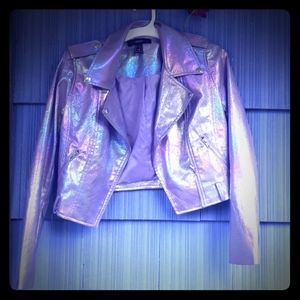 Girls cute lavendar rainbow, motorcycle Jacket